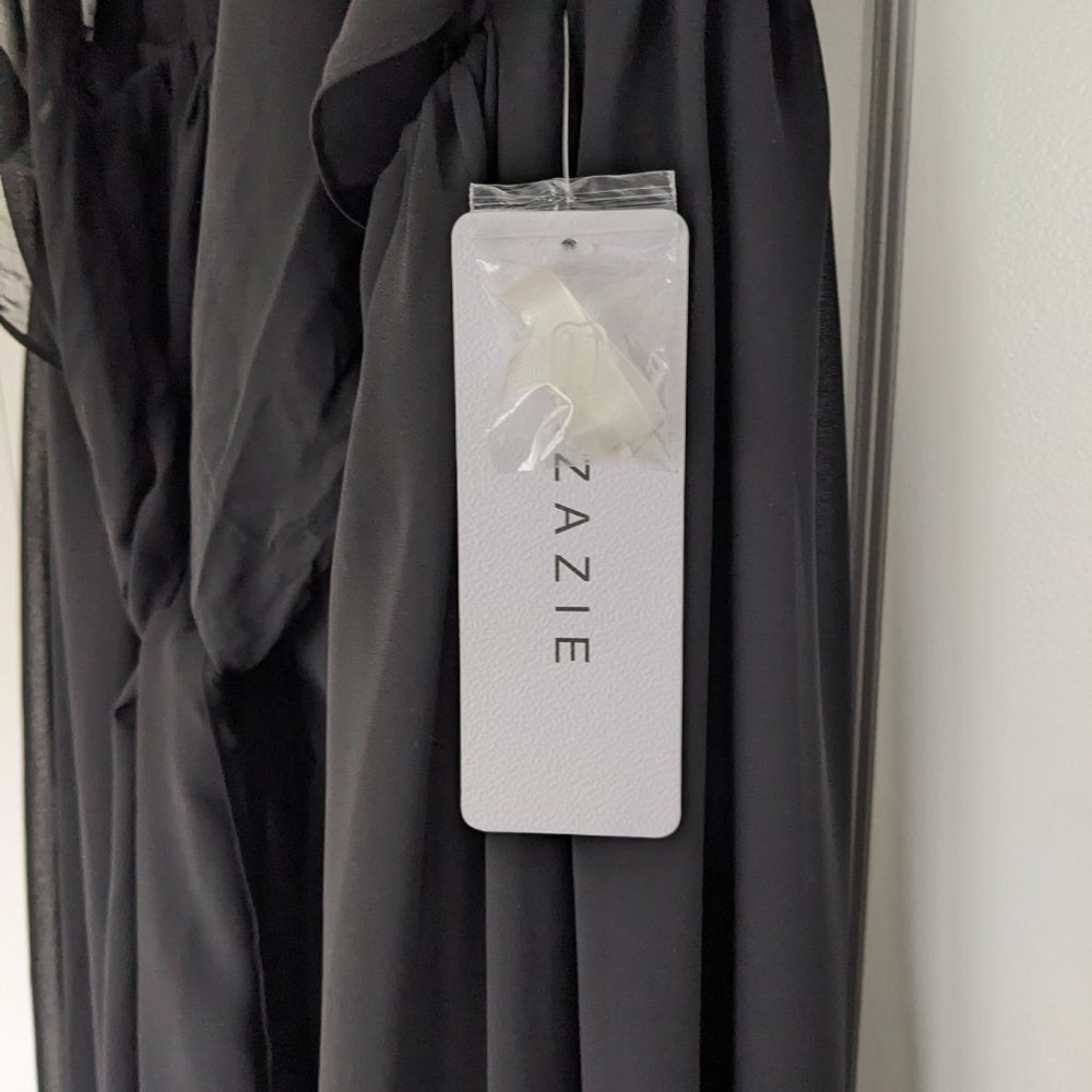 NWT Azazie floor length chiffon dress - black - size A12 - Picture 9 of 9